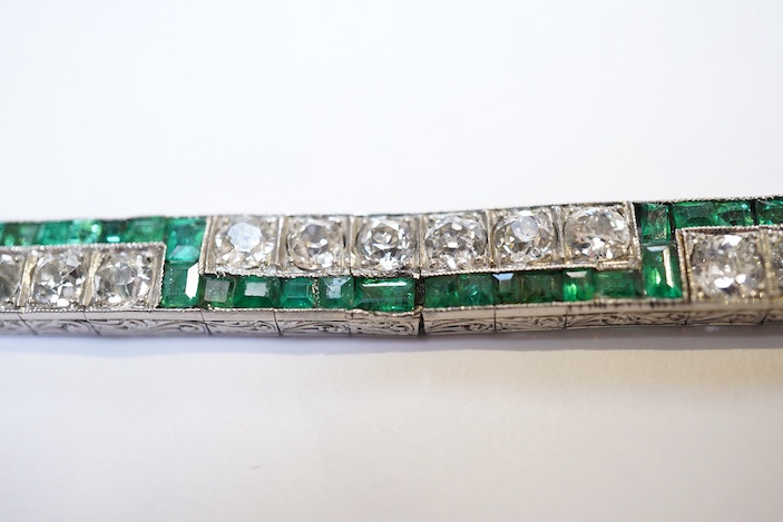 An Art Deco emerald and diamond bracelet, 1920s